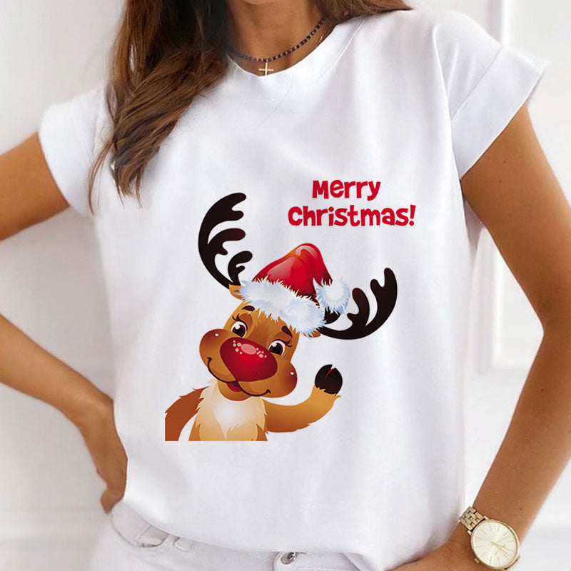 Merry Christmas Ladies White T-Shirt B