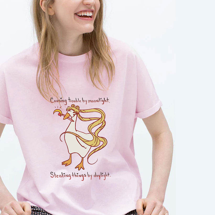 Causing Trouble By Moonlight Cotton Tee