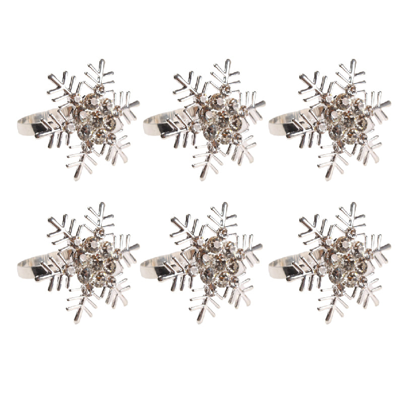 Rhinestone Christmas Snowflake Napkin Rings (Set of 6)