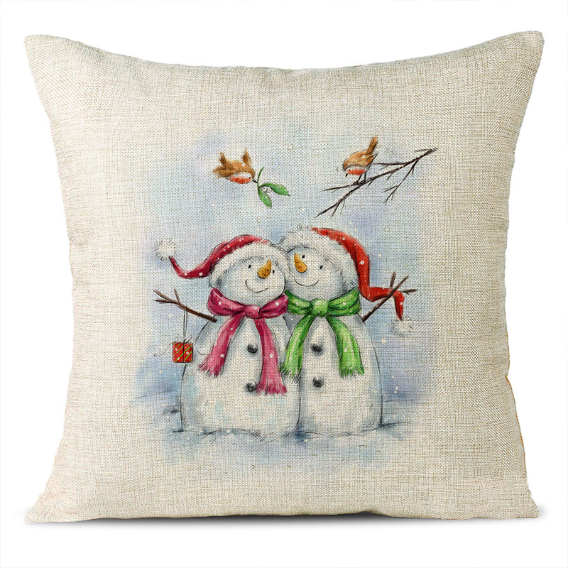 Christmas Themed Linen Pillowcase