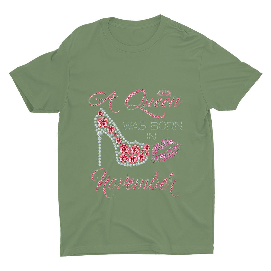 A Queen Was Born In November Cotton Tee