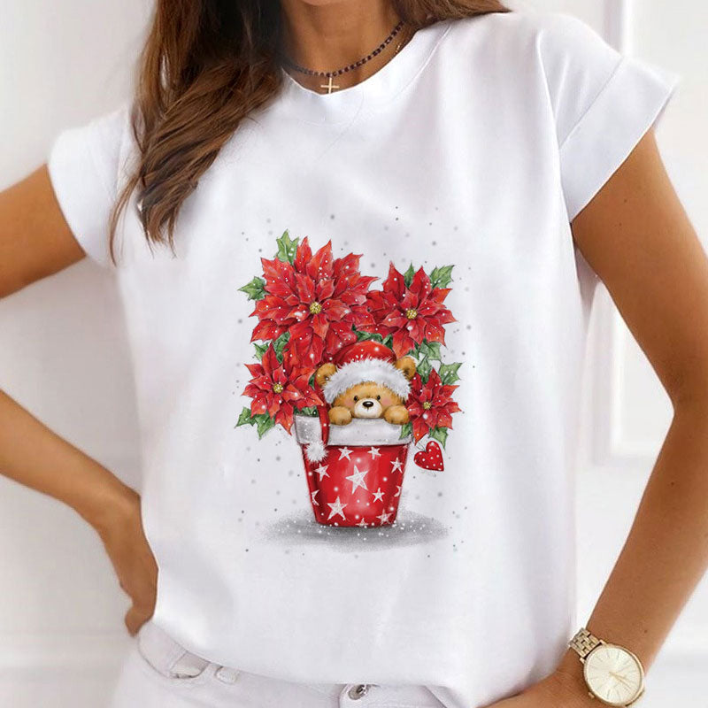 HAPPY Christmas Women White T-Shirt M