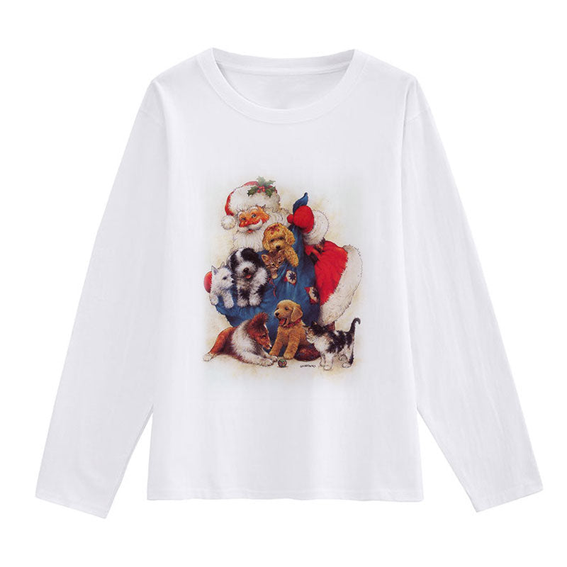 2021 Beautiful Christmas Ladies White T-Shirt Z