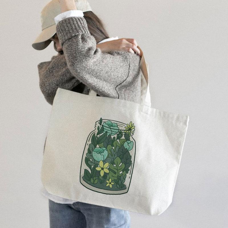 A JAR OF LEAVES CANVAS BAG