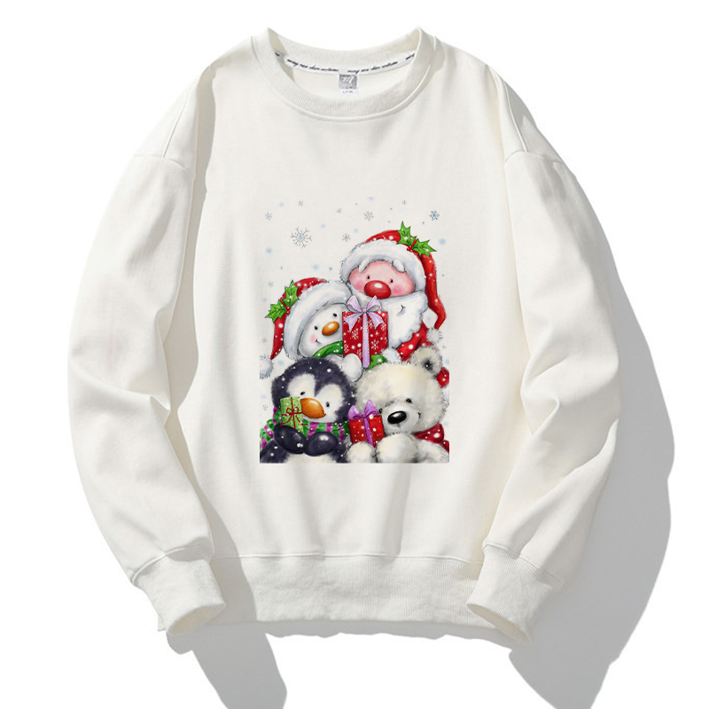 Lovely Christmas O-Neck White Sweater O