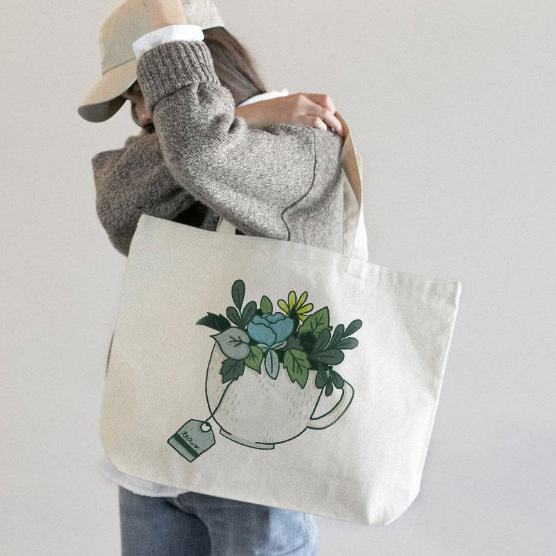 A CUP OF "GREEN TEA" CANVAS BAG