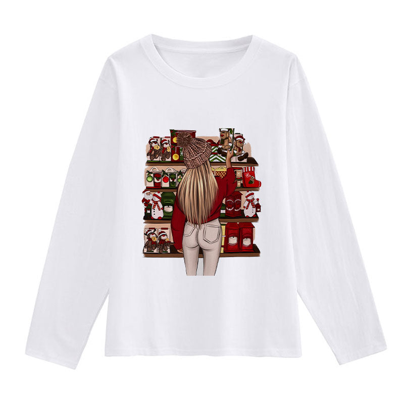 2021 Christmas Fashion Women White T-Shirt X