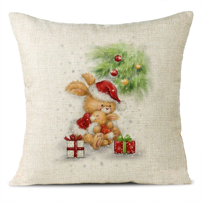 Christmas Themed Linen Pillowcase