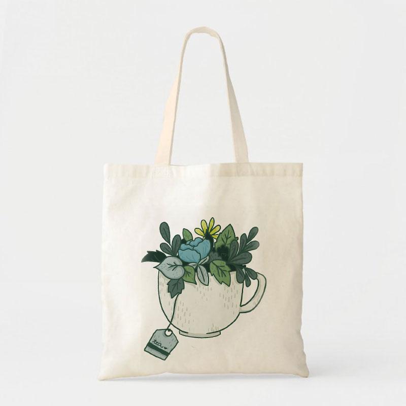 A CUP OF "GREEN TEA" CANVAS BAG