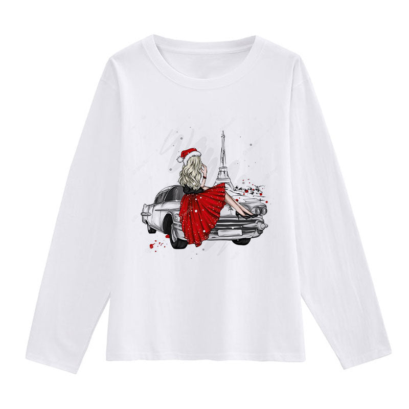 2021 Christmas Fashion Ladies White T-Shirt X