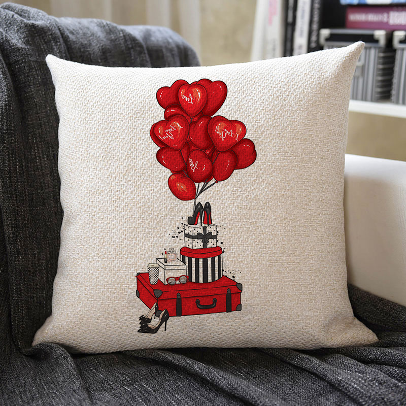 Love Heart Linen Pillowcase