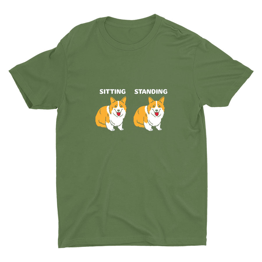 Sitting&Standing Corgi Cotton Tee
