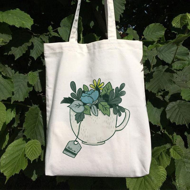 A CUP OF "GREEN TEA" CANVAS BAG