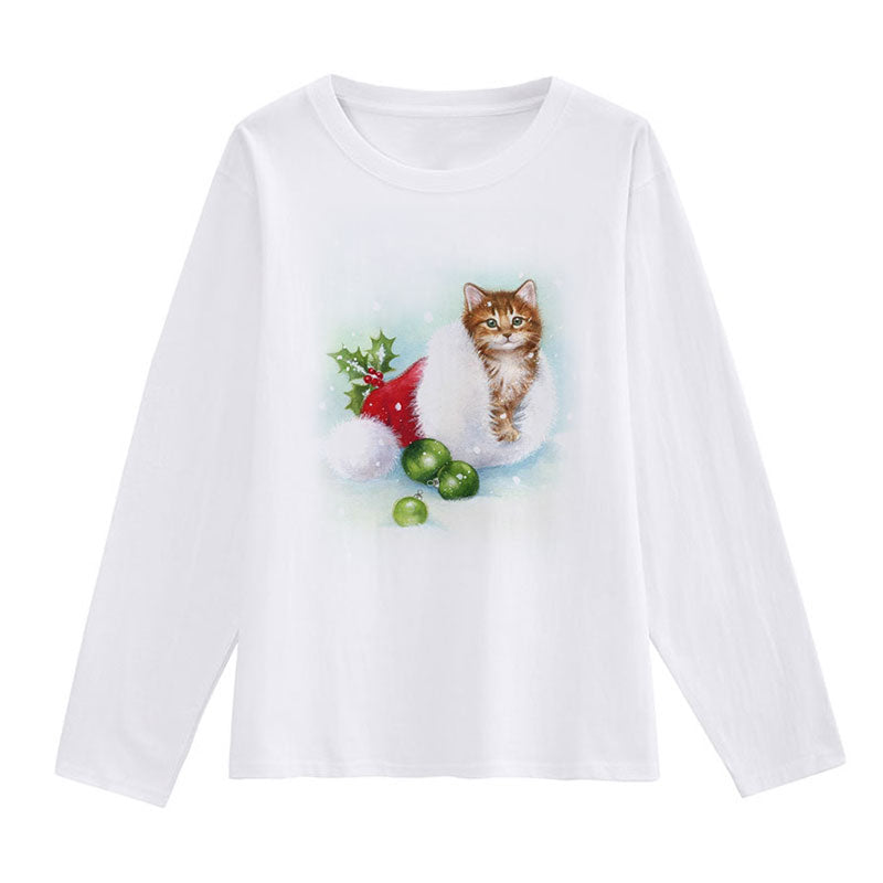 2021 Beautiful Christmas Women White T-Shirt J