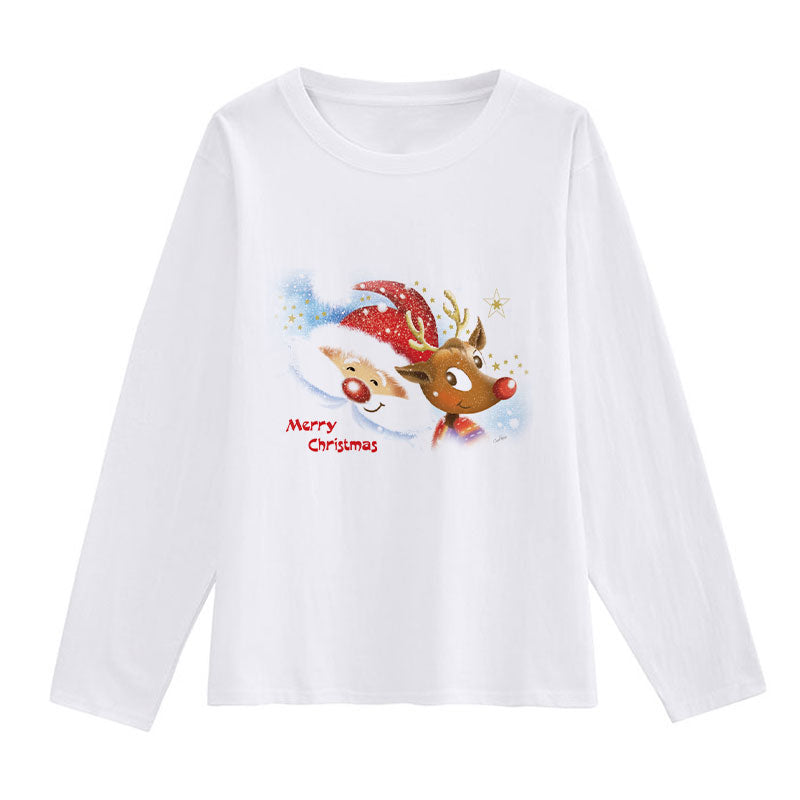 2021 Christmas Fashion Ladies White T-Shirt A