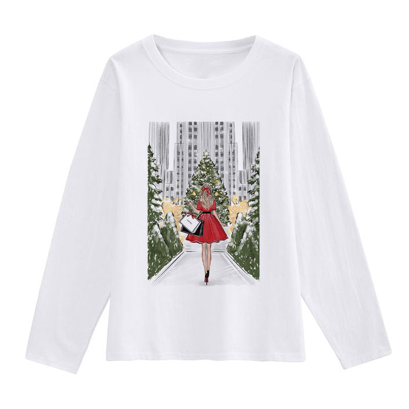 HELLO 2021 Christmas Women White T-Shirt O