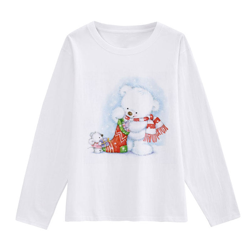 2021 Beautiful Christmas Ladies White T-Shirt H