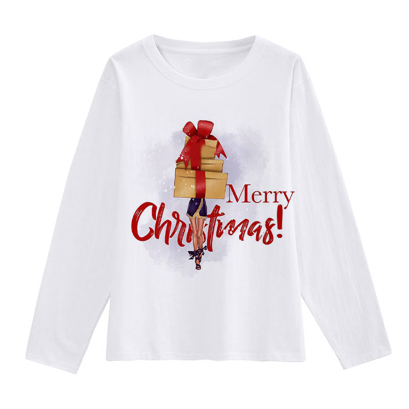 Merry Christmas Women White T-Shirt J