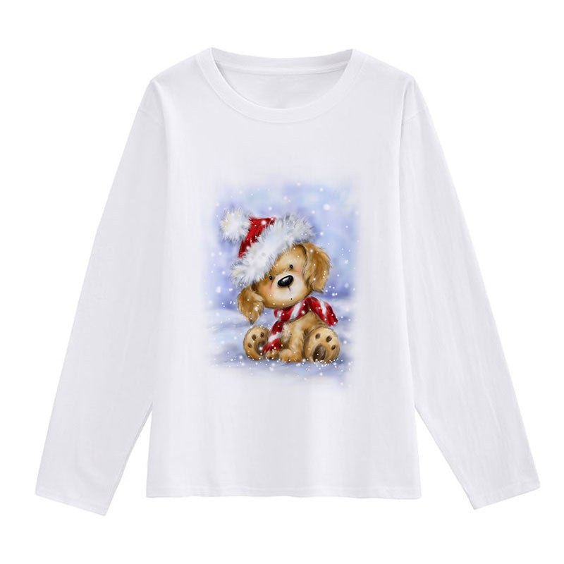 HAPPY Christmas Ladies White T-Shirt Q
