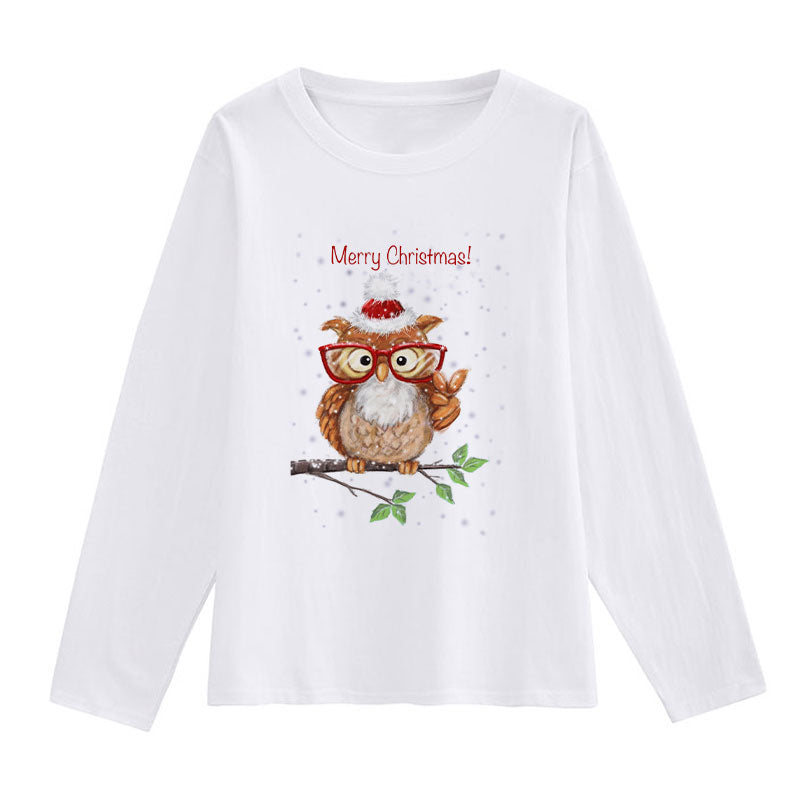 2021 Beautiful Christmas Women White T-Shirt K