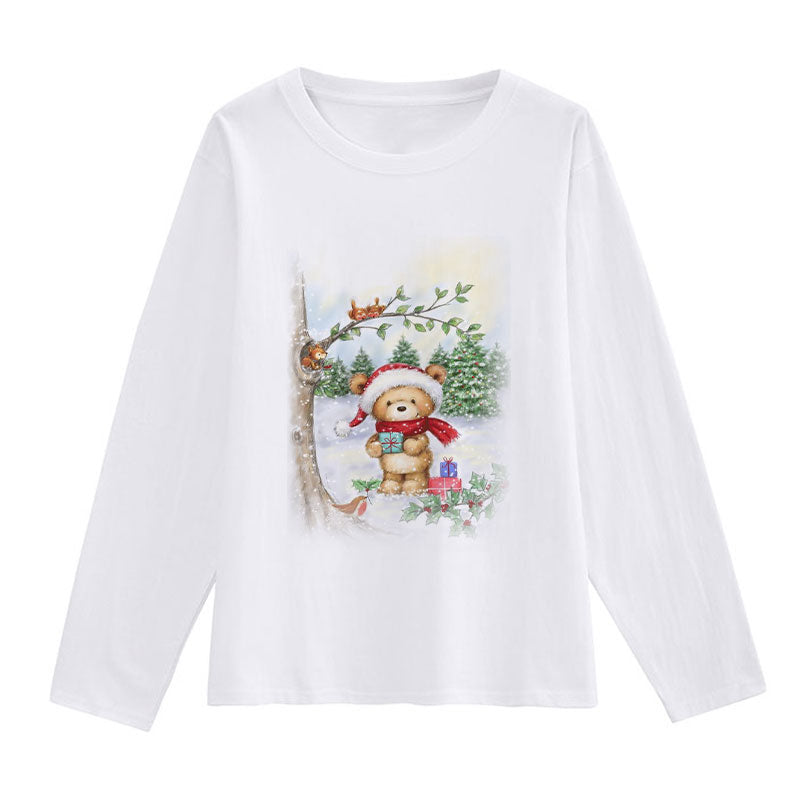 2021 Christmas Fashion Ladies White T-Shirt B