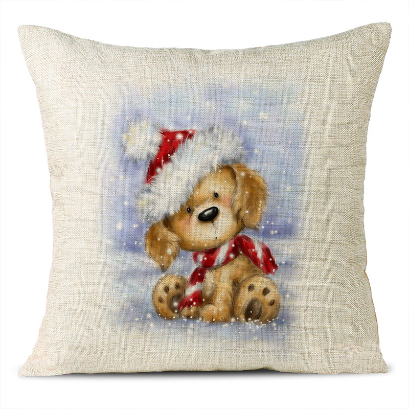 Christmas Themed Linen Pillowcase