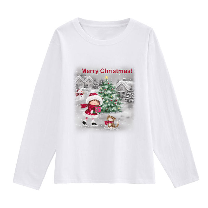 2021 Beautiful Christmas Women White T-Shirt L