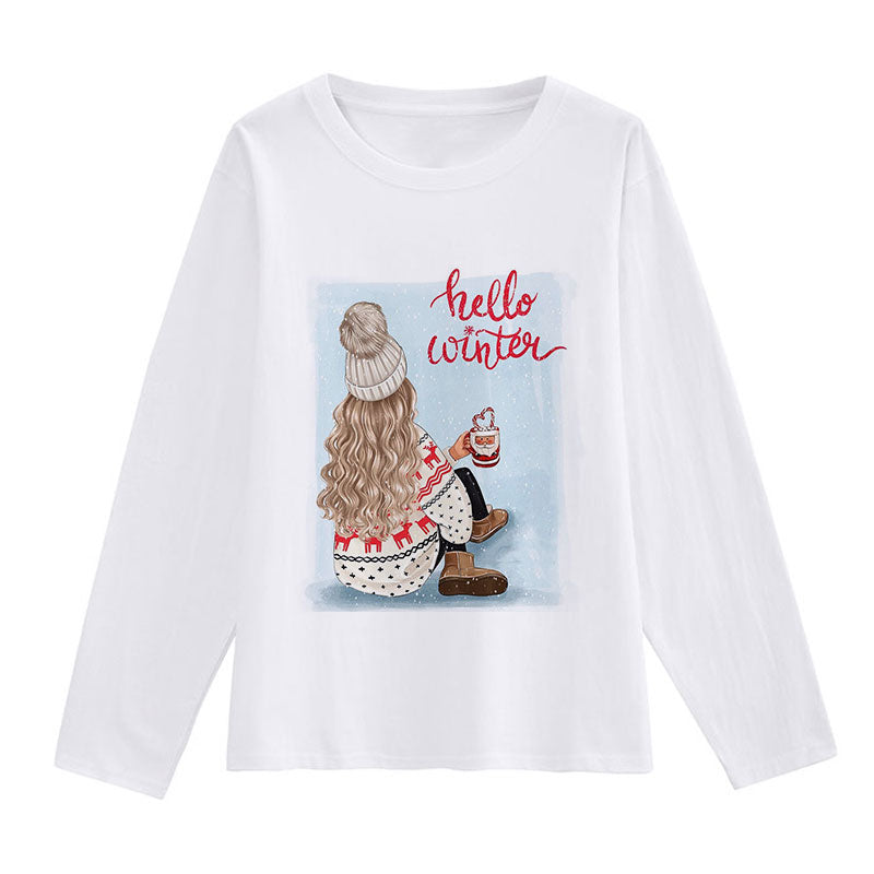 2021 Fashion Christmas White Shirt For Ladies K