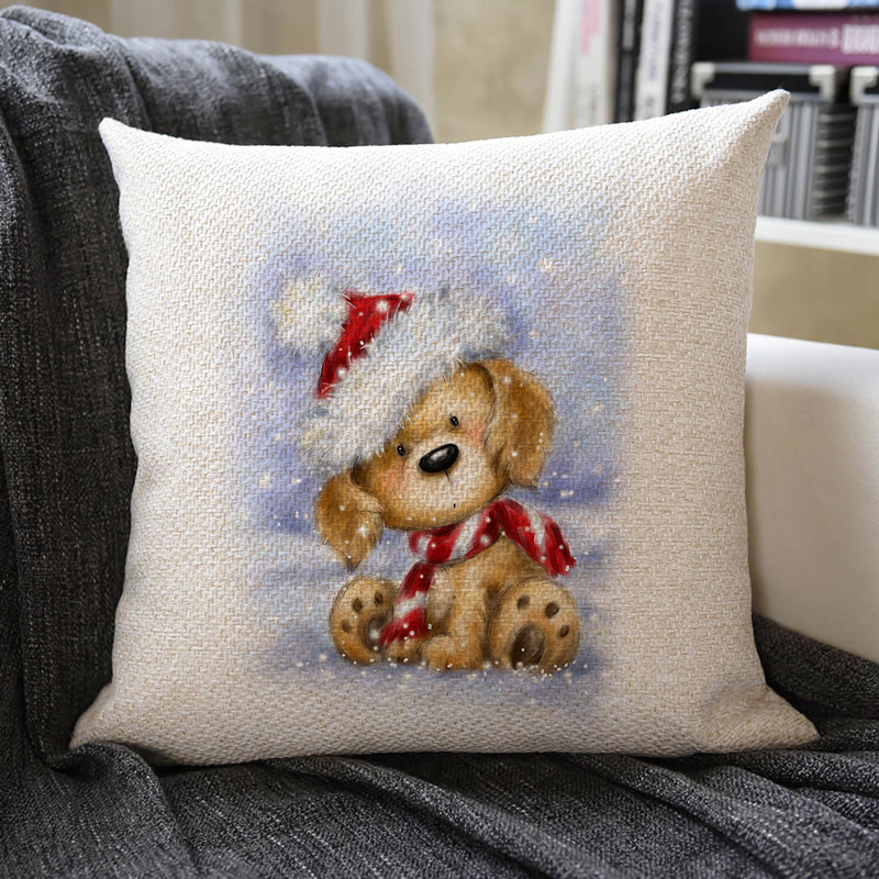 Christmas Themed Linen Pillowcase