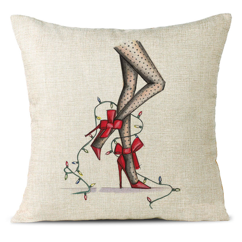 Christmas Themed Linen Pillowcase