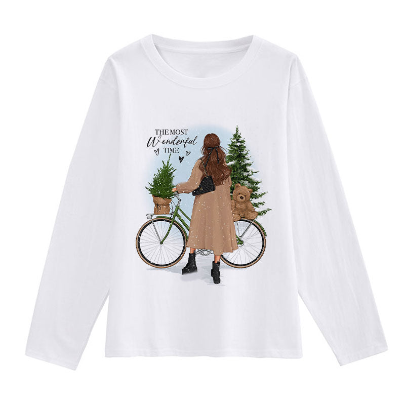 2021 Fashion Christmas White Shirt For Ladies L