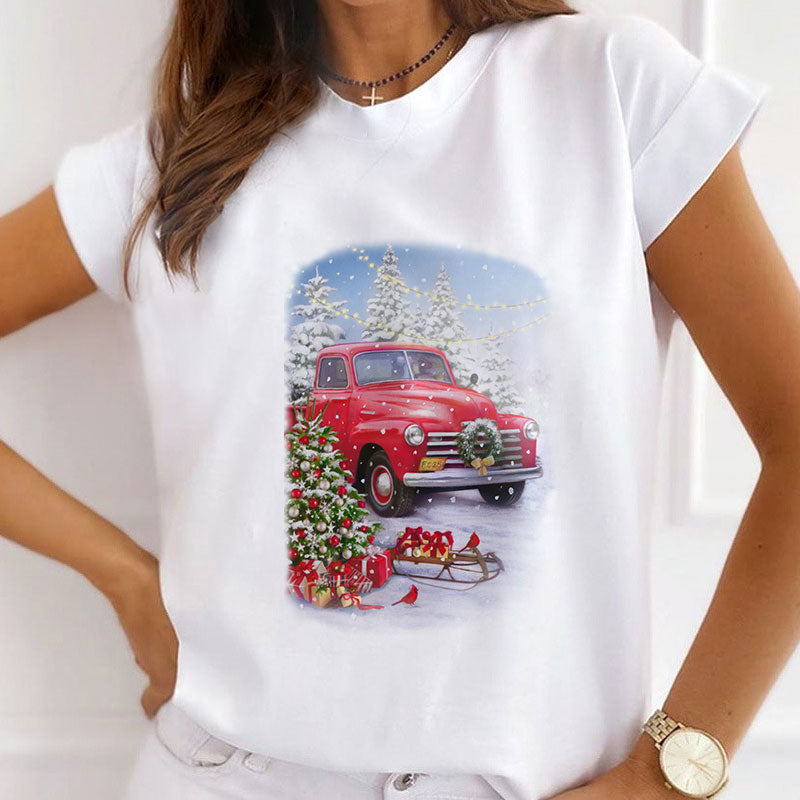 HELLO 2021 Christmas Women White T-Shirt Q