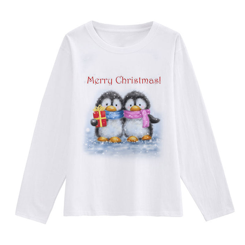 2021 Beautiful Christmas Women White T-Shirt N
