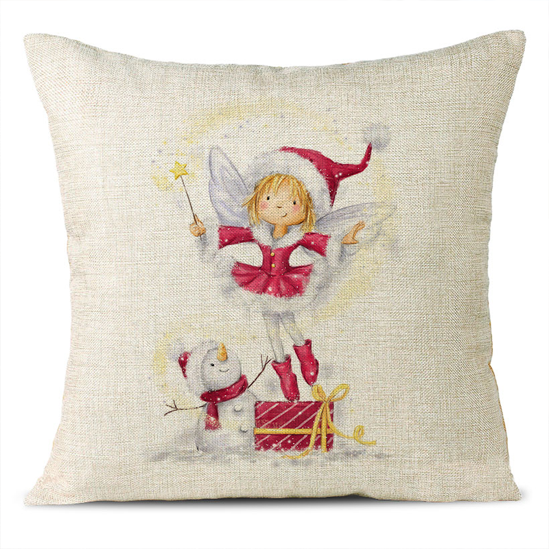 Christmas Themed Linen Pillowcase