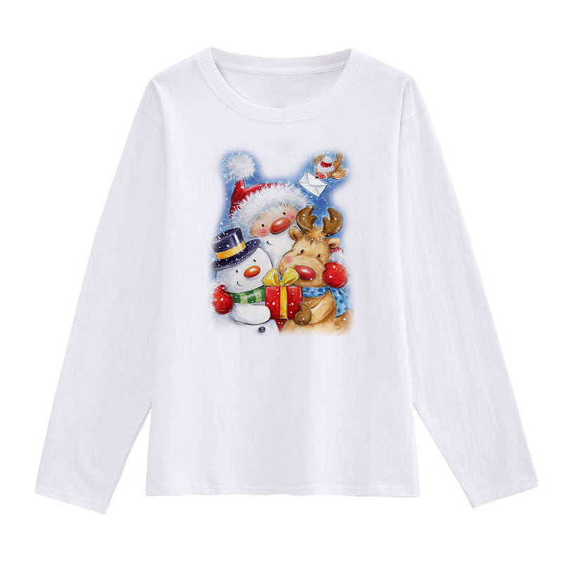 2021 Christmas Fashion Ladies White T-Shirt H