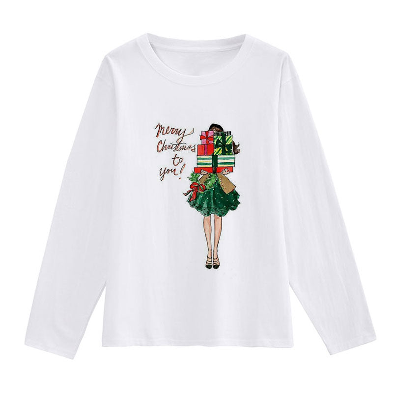 HELLO Christmas Women White T-Shirt A
