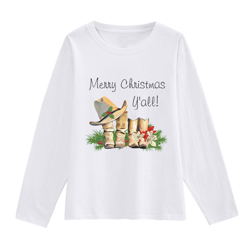 2022 Christmas Cowgirl White T-Shirts