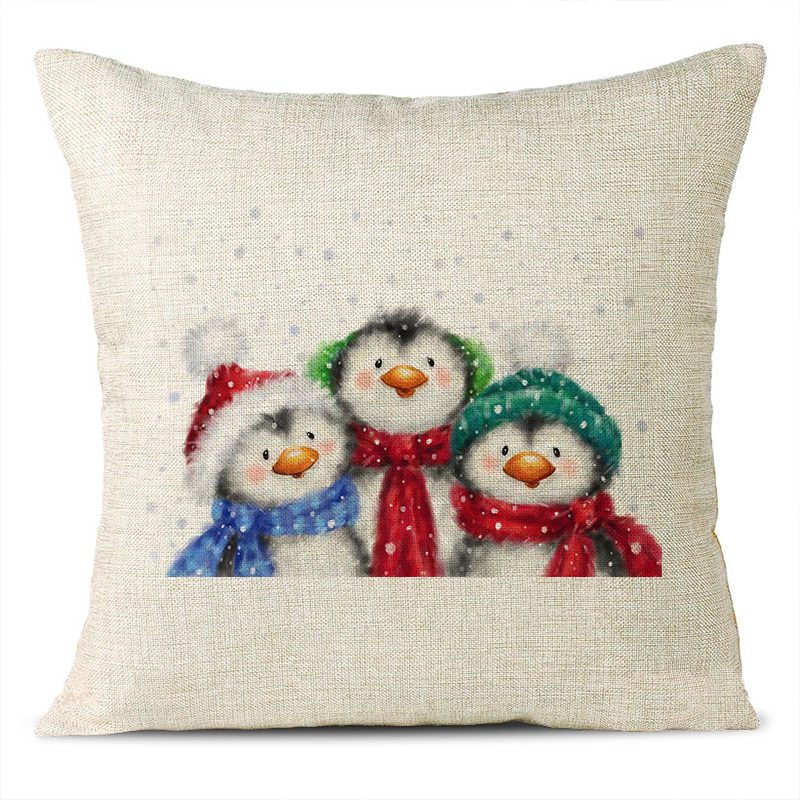 Christmas Themed Linen Pillowcase
