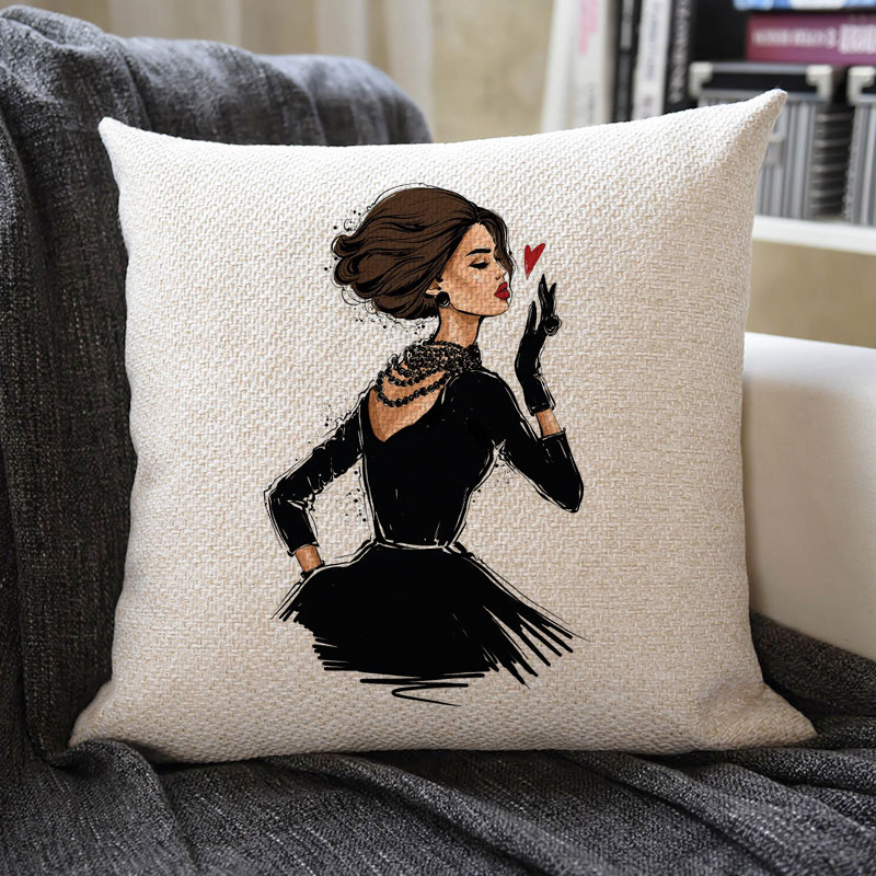 Fashion Delicate Girl Linen Pillowcase
