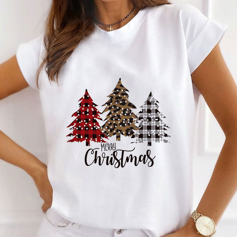 HAPPY Christmas Women White T-Shirt C