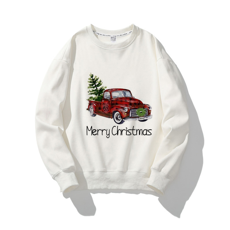 Happy 2021 Christmas O-Neck White Sweater I