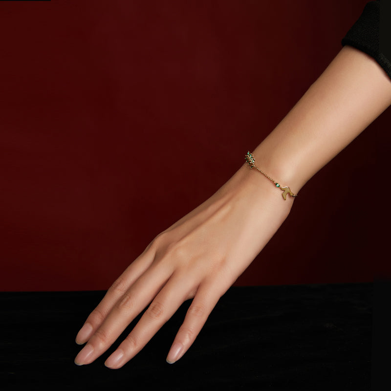 Peace Dove and Green Leaf Bracelet