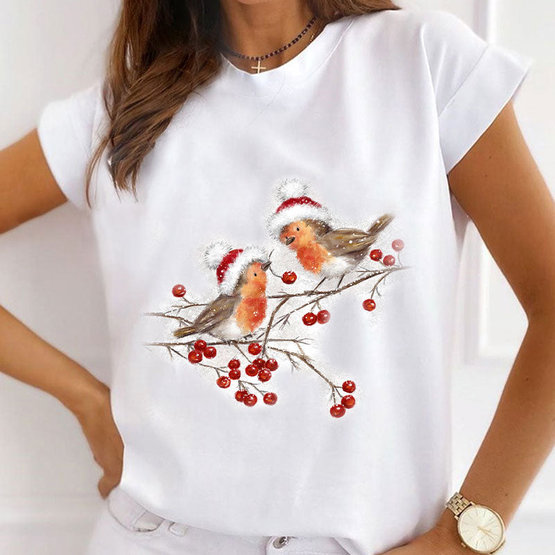 HAPPY NEW YEAR Christmas Women White T-Shirt K