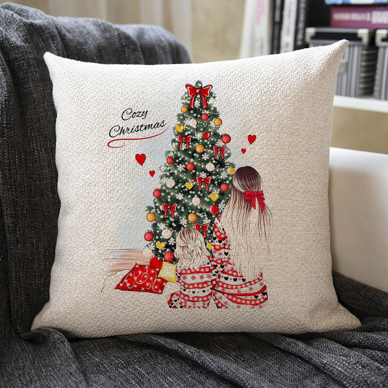 Christmas Themed Linen Pillowcase