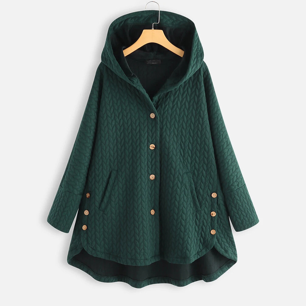 Pure Color Hooded Twist Cotton Thick Coat
