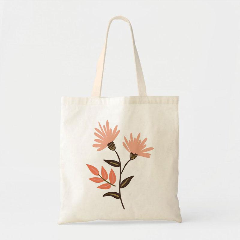 PINK-ORANGE DAISY CANVAS BAG
