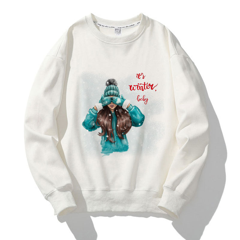 Happy Christmas O-Neck White Sweater L