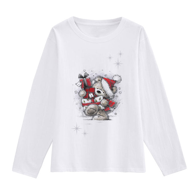 2021 Christmas Fashion Women White T-Shirt D