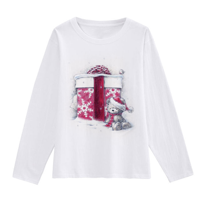 2021 Beautiful Christmas Women White T-Shirt Q