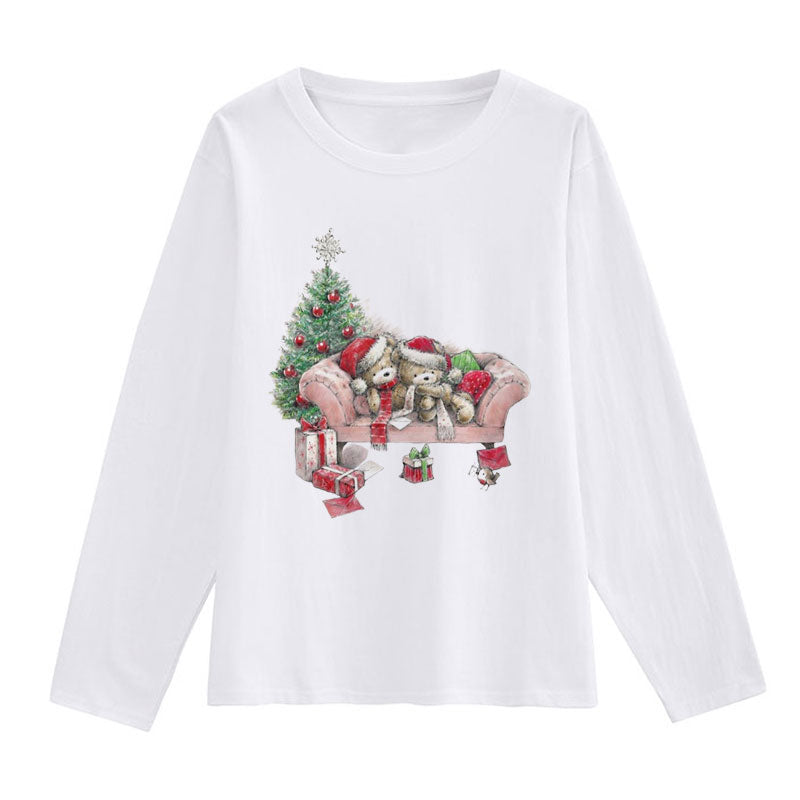 2021 Beautiful Christmas Women White T-Shirt R